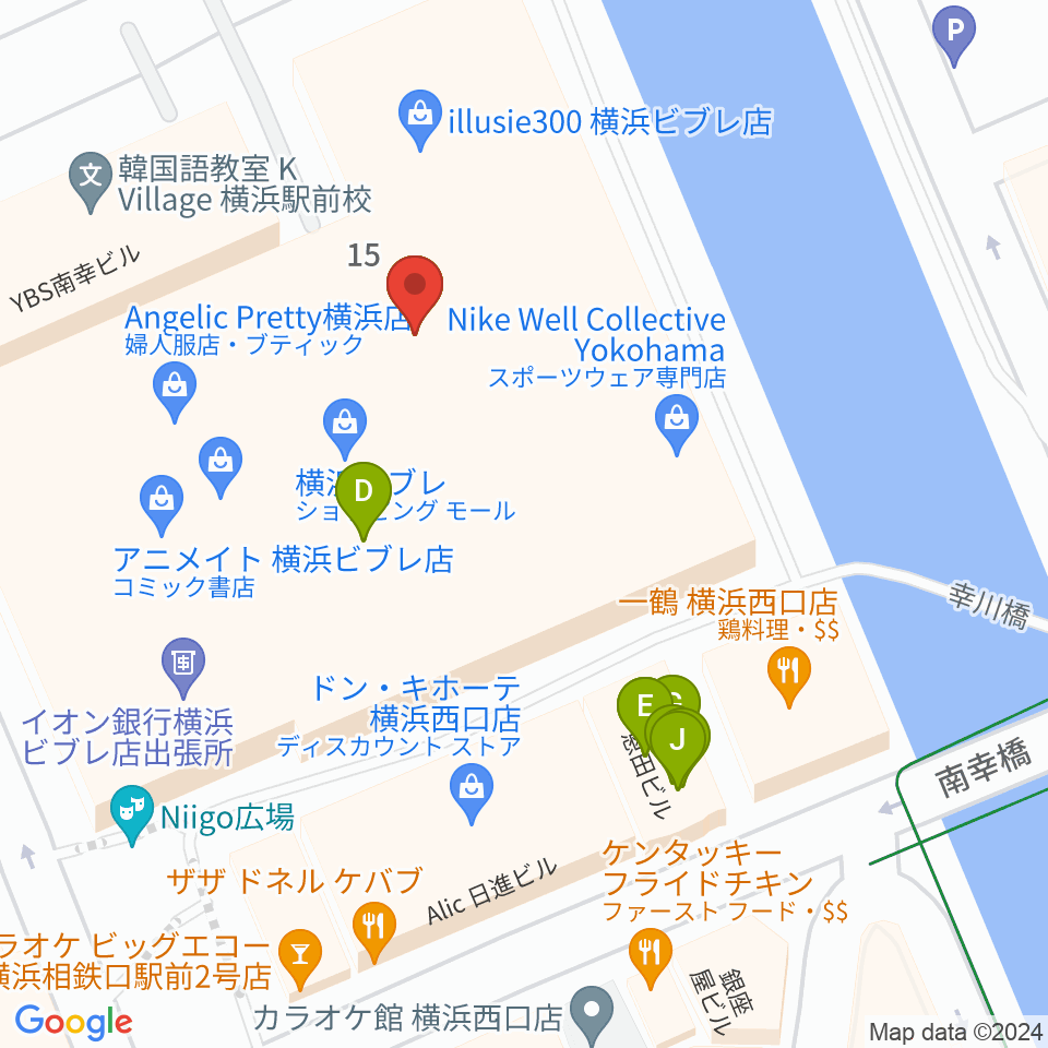 島村楽器 横浜ビブレ店周辺のファミレス・ファーストフード一覧地図
