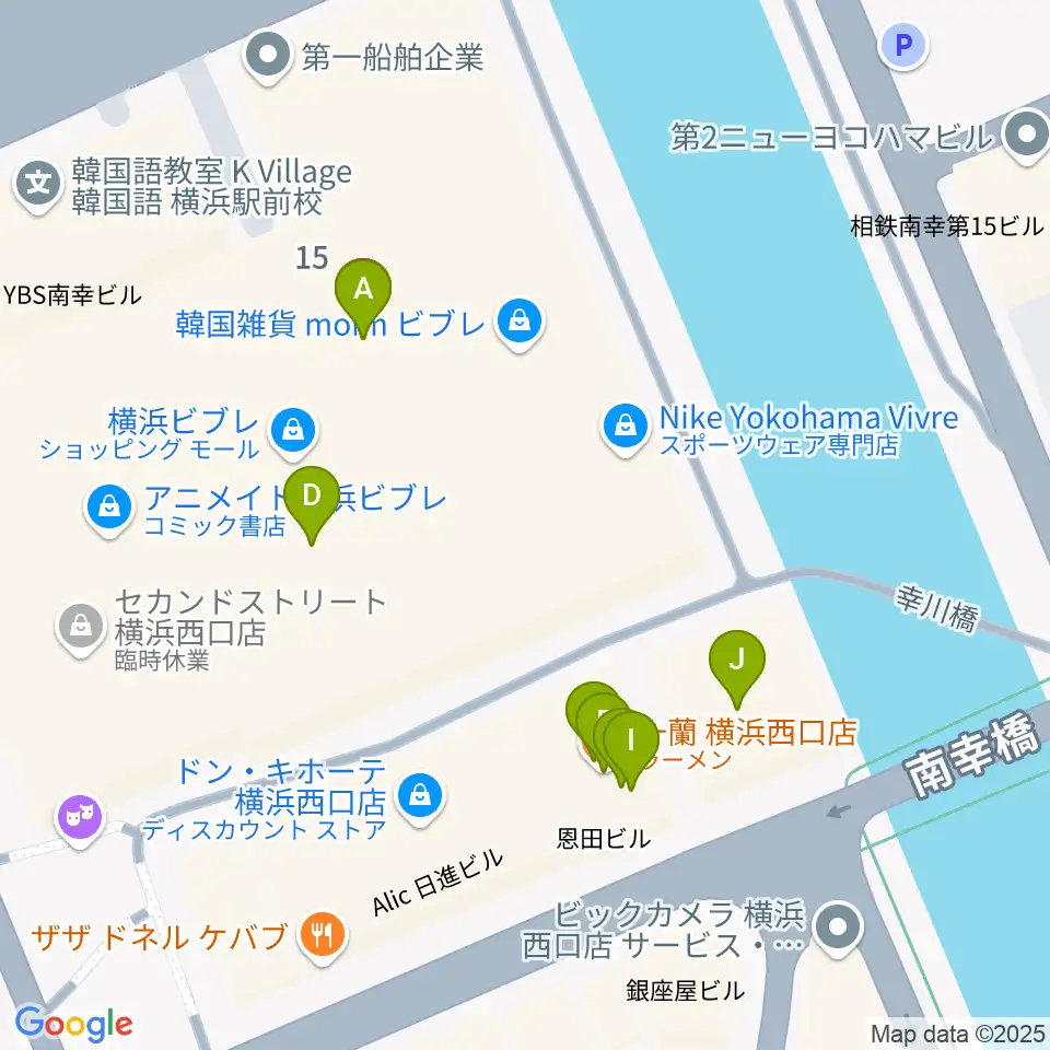 島村楽器 横浜ビブレ店周辺のファミレス・ファーストフード一覧地図