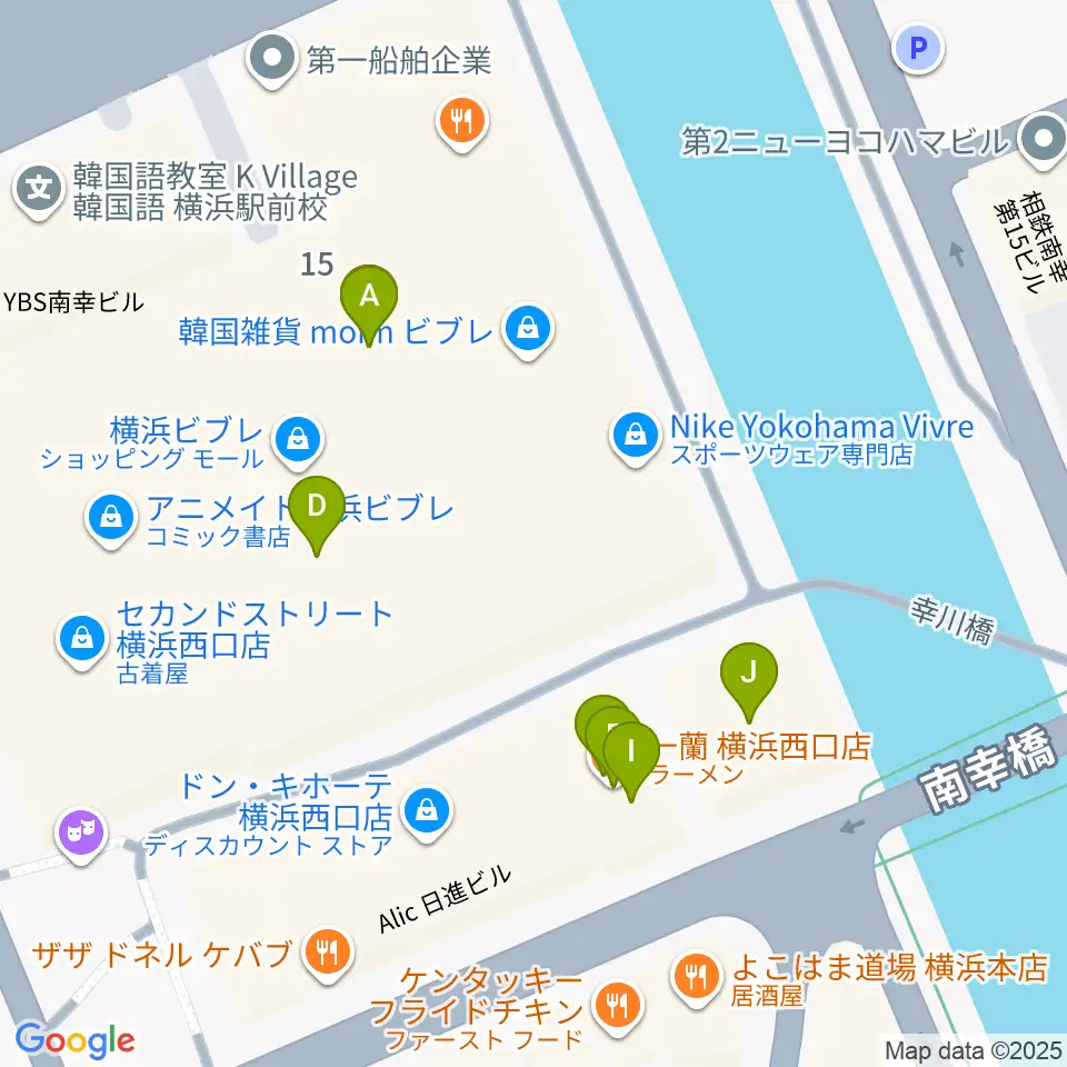 島村楽器 横浜ビブレ店周辺のファミレス・ファーストフード一覧地図