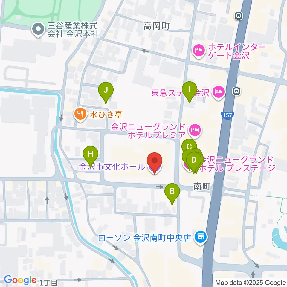 金沢市文化ホール周辺のファミレス・ファーストフード一覧地図