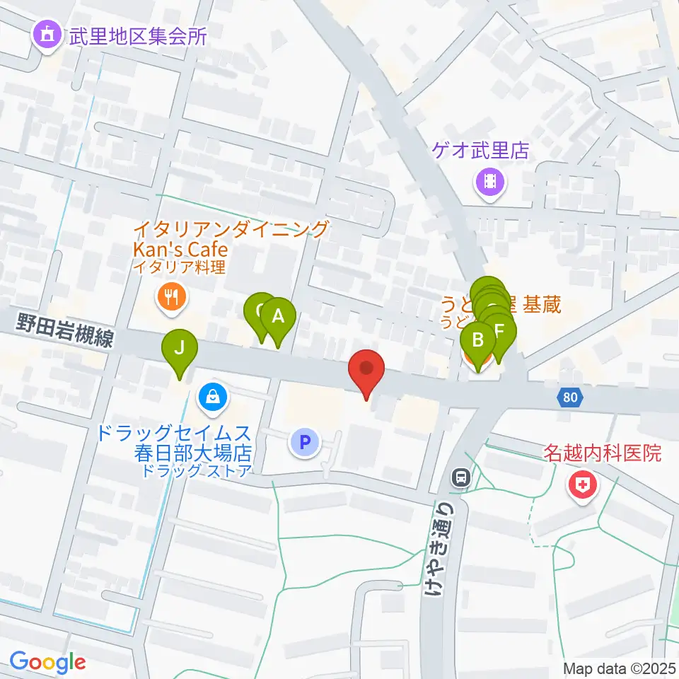 小宅楽器周辺のファミレス・ファーストフード一覧地図