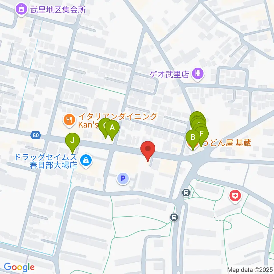 小宅楽器周辺のファミレス・ファーストフード一覧地図
