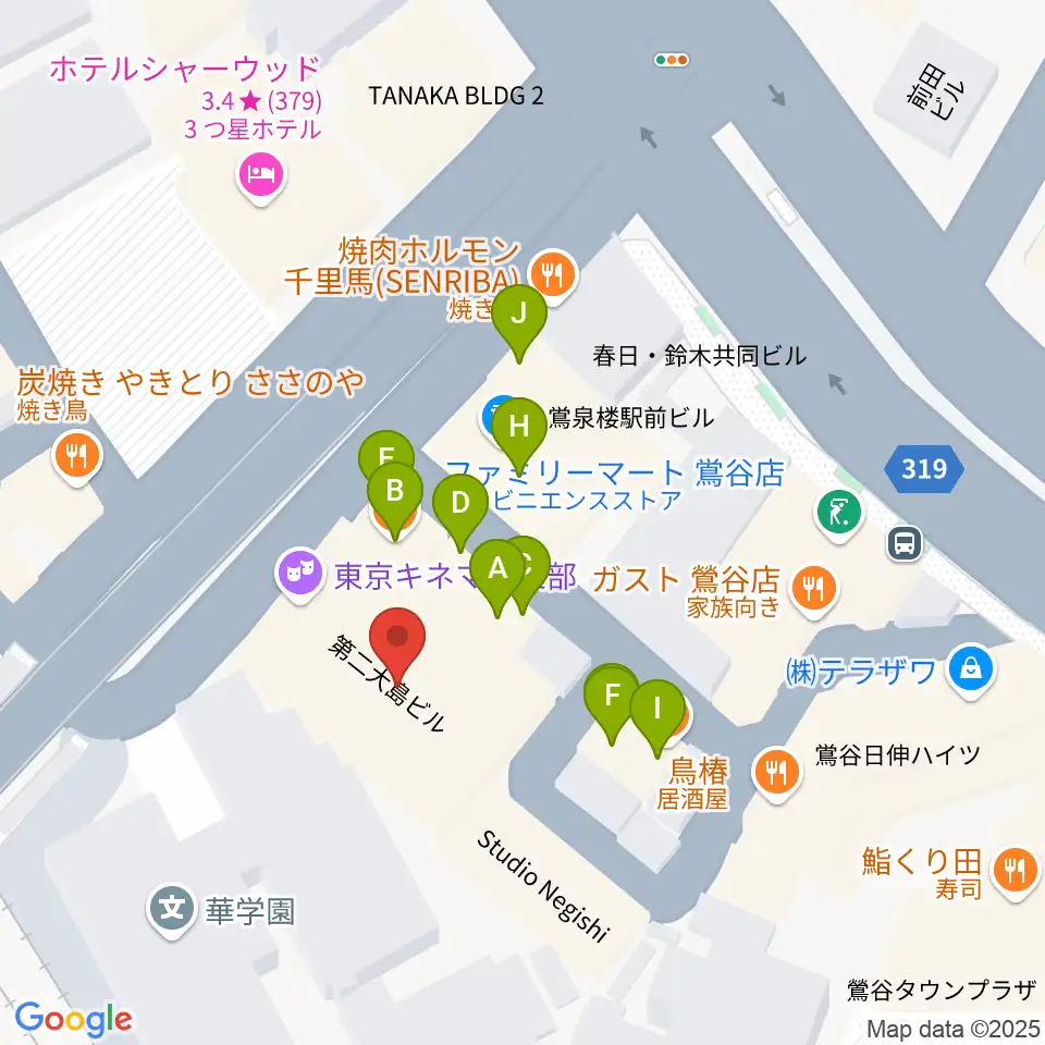 東京キネマ倶楽部周辺のファミレス・ファーストフード一覧地図