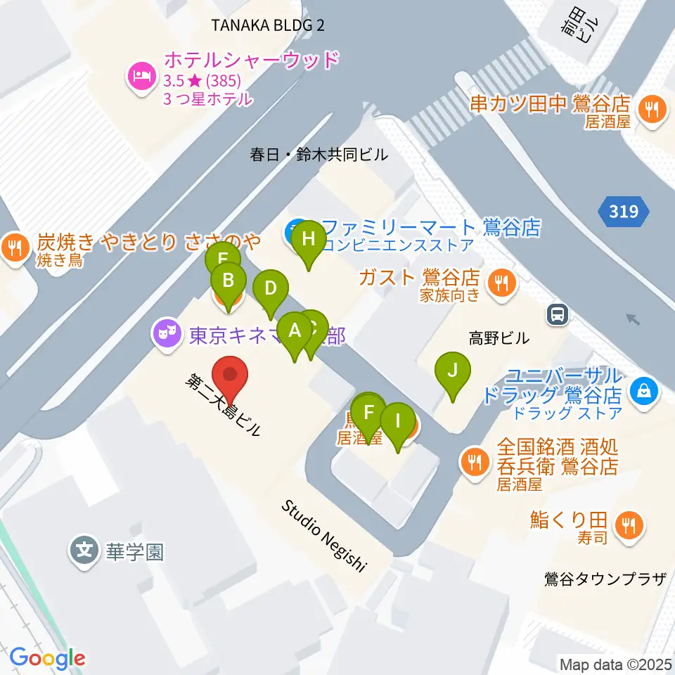 東京キネマ倶楽部周辺のファミレス・ファーストフード一覧地図