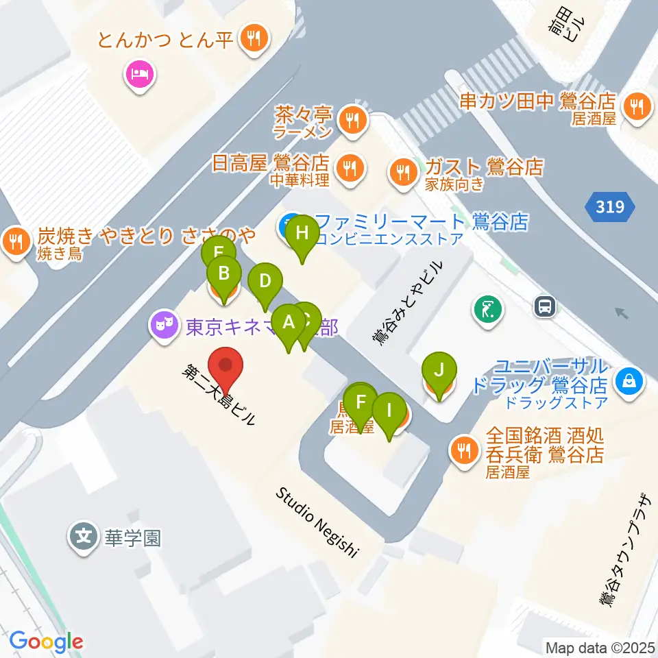 東京キネマ倶楽部周辺のファミレス・ファーストフード一覧地図