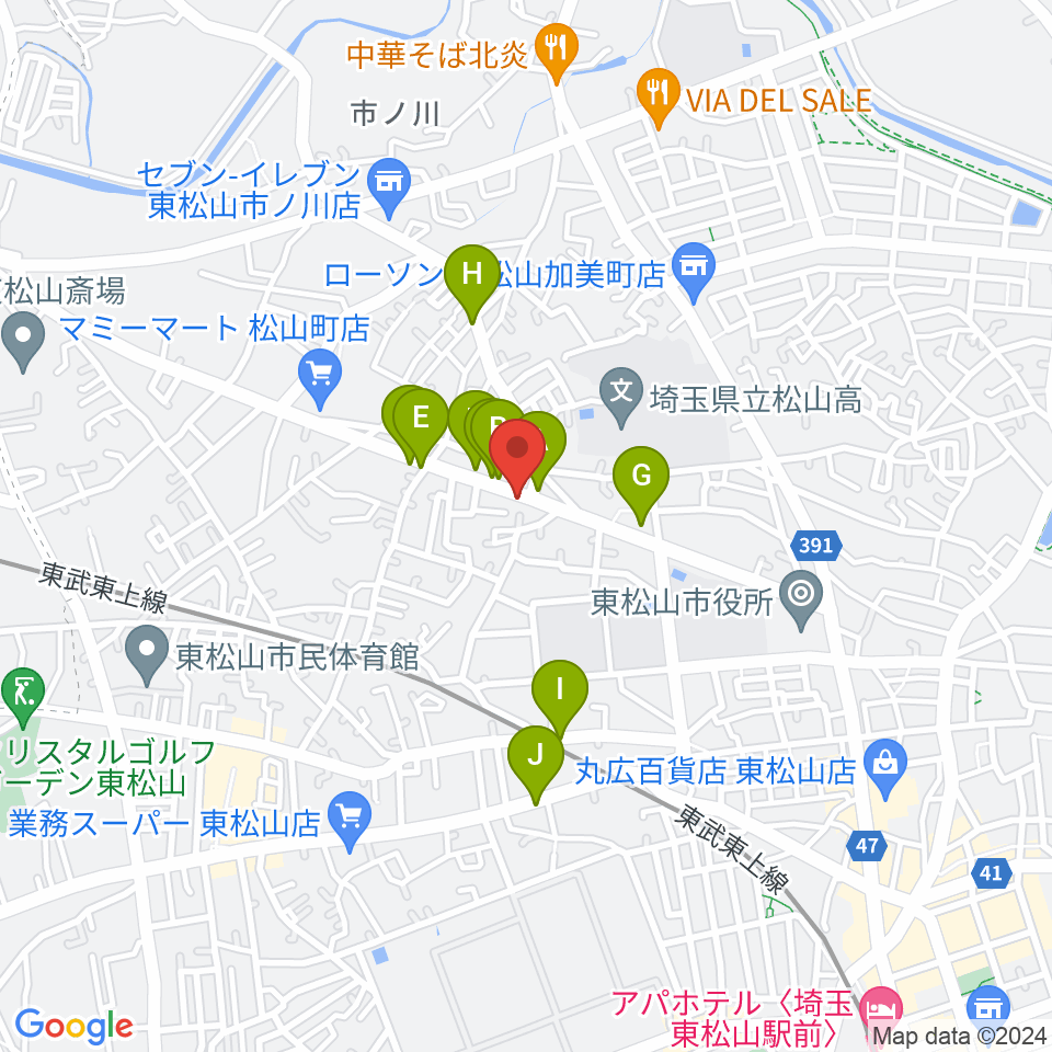 杉田楽器店周辺のファミレス・ファーストフード一覧地図