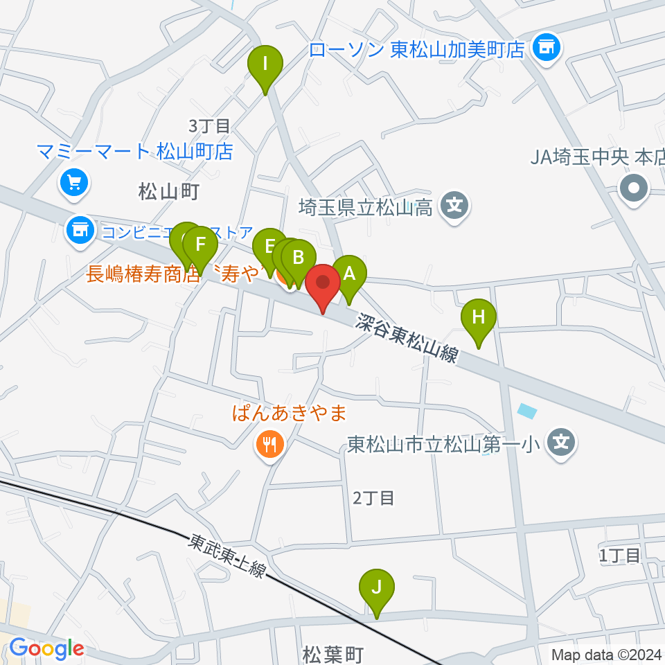 杉田楽器店周辺のファミレス・ファーストフード一覧地図