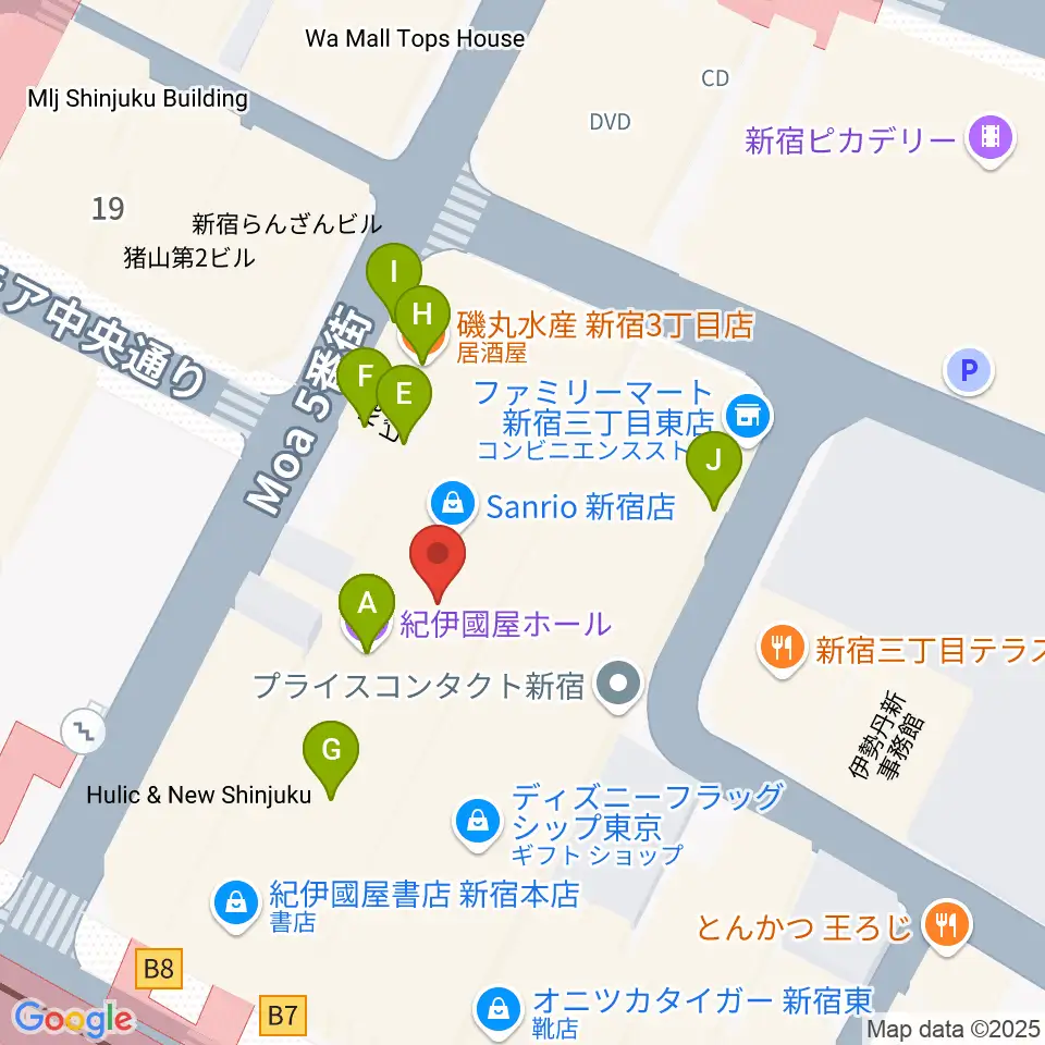 紀伊國屋ホール 周辺のファミレス ファーストフード一覧マップ