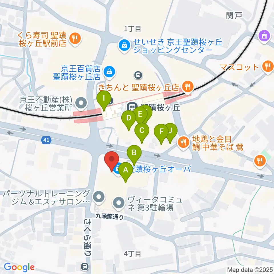 関戸公民館周辺のファミレス・ファーストフード一覧地図