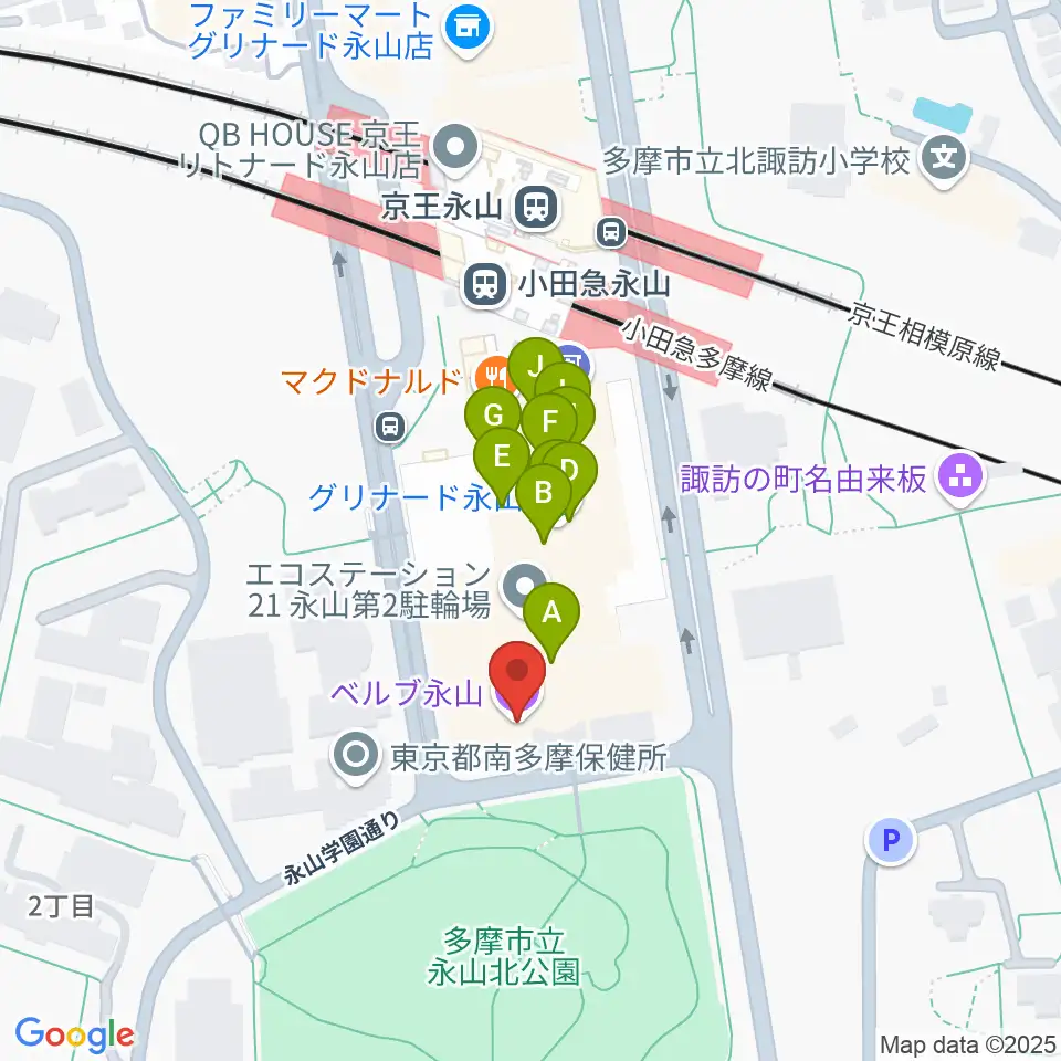 ベルブ永山周辺のファミレス・ファーストフード一覧地図