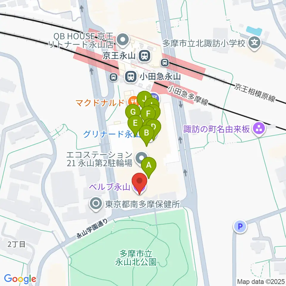 ベルブ永山周辺のファミレス・ファーストフード一覧地図