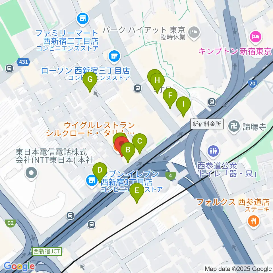 初台WALL周辺のファミレス・ファーストフード一覧地図