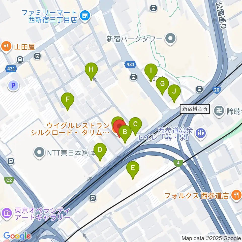 初台WALL周辺のファミレス・ファーストフード一覧地図