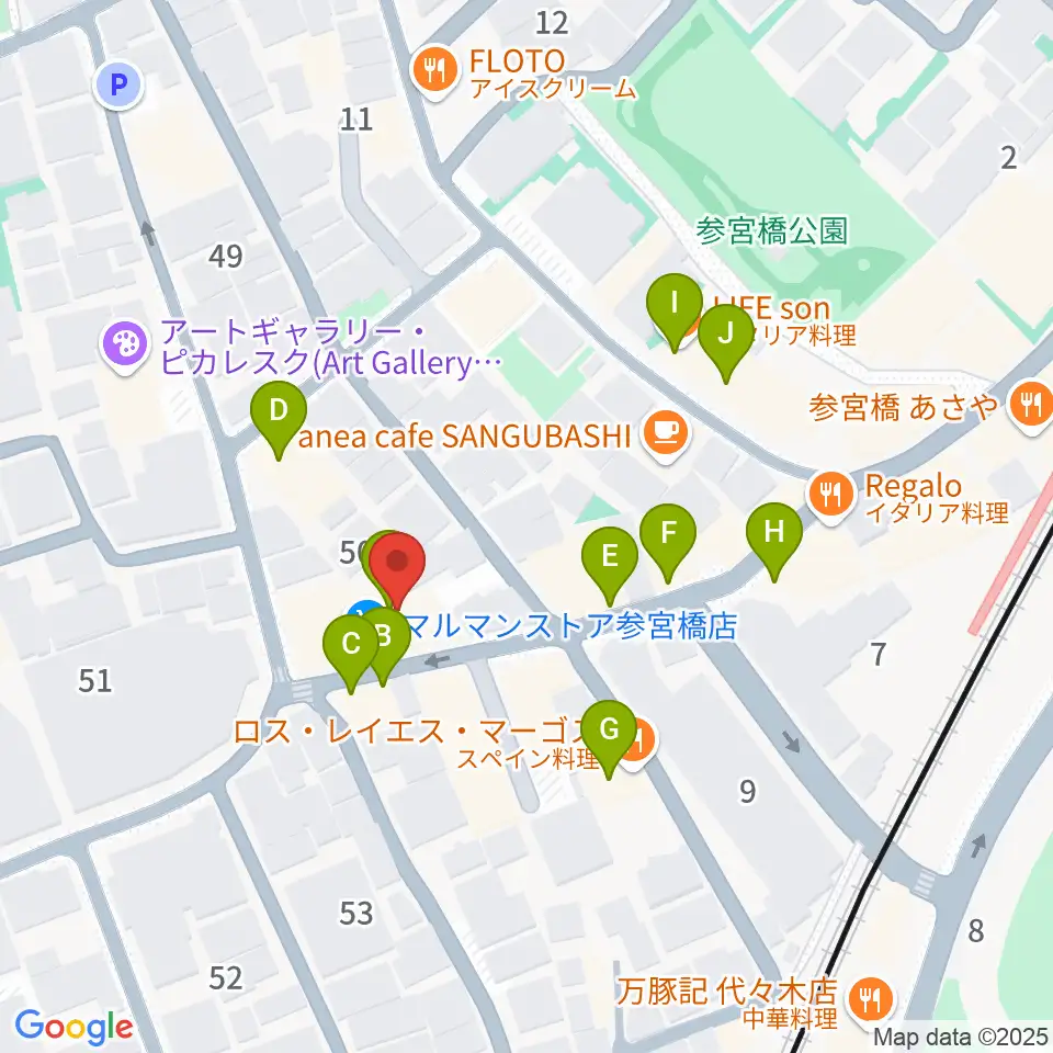 参宮橋トランスミッション周辺のファミレス・ファーストフード一覧地図