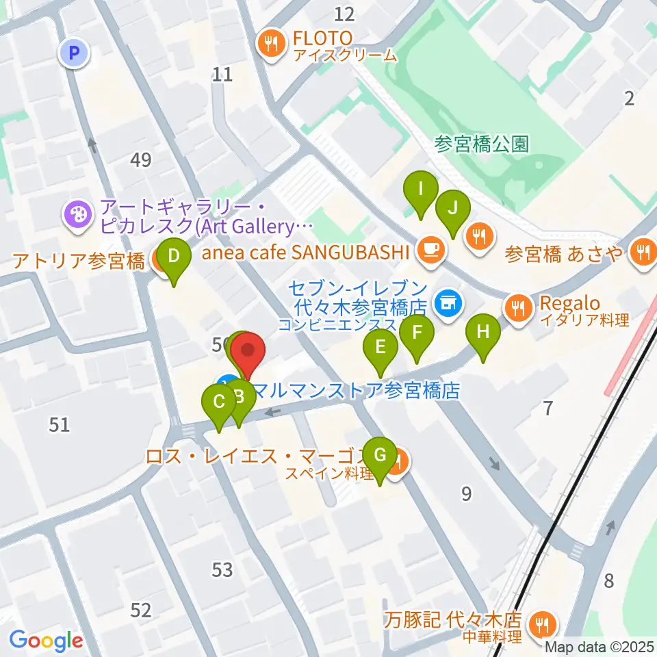 参宮橋トランスミッション周辺のファミレス・ファーストフード一覧地図