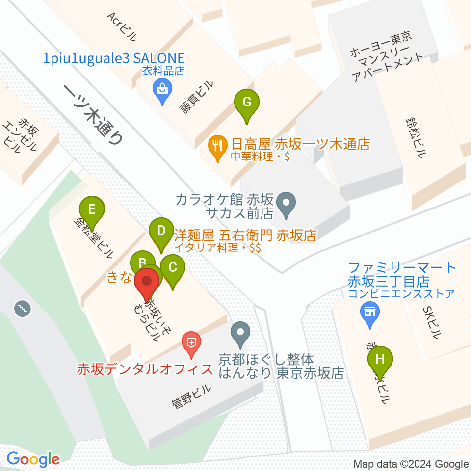 赤坂COUNTRY HOUSE周辺のファミレス・ファーストフード一覧地図