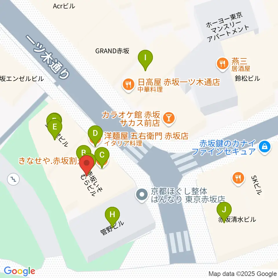 赤坂COUNTRY HOUSE周辺のファミレス・ファーストフード一覧地図