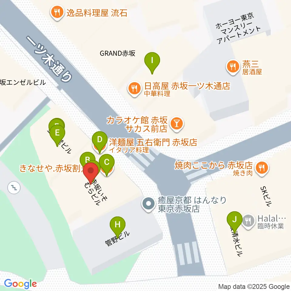 赤坂COUNTRY HOUSE周辺のファミレス・ファーストフード一覧地図