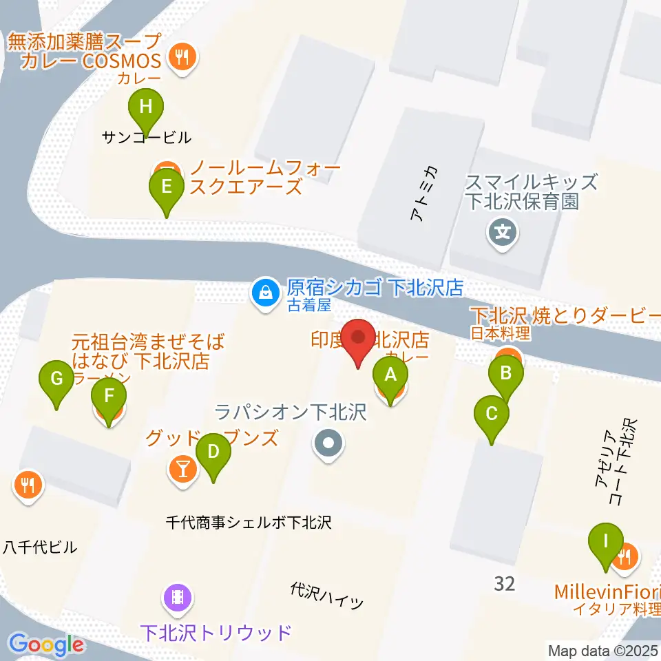 下北沢BAR? CCO周辺のファミレス・ファーストフード一覧地図