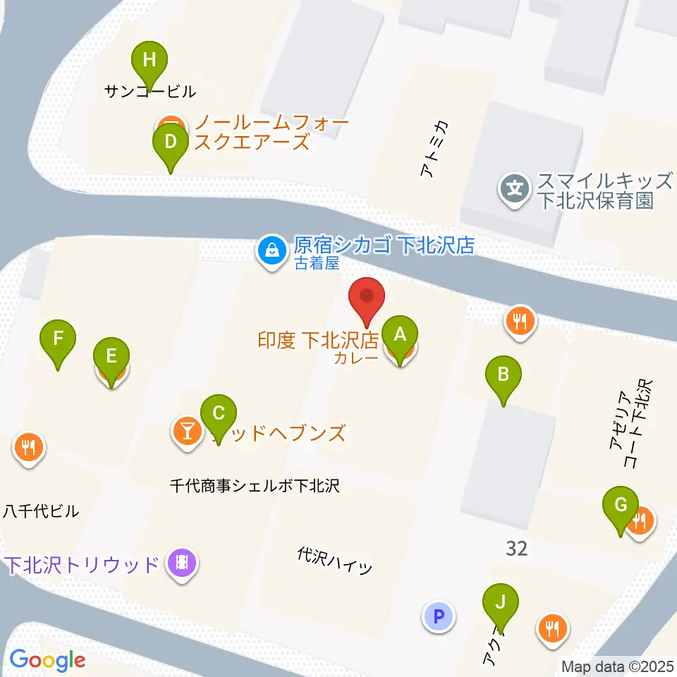 下北沢BAR? CCO周辺のファミレス・ファーストフード一覧地図