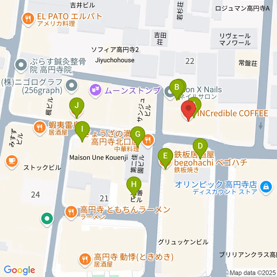 AVガレージ 中古楽器店周辺のファミレス・ファーストフード一覧地図
