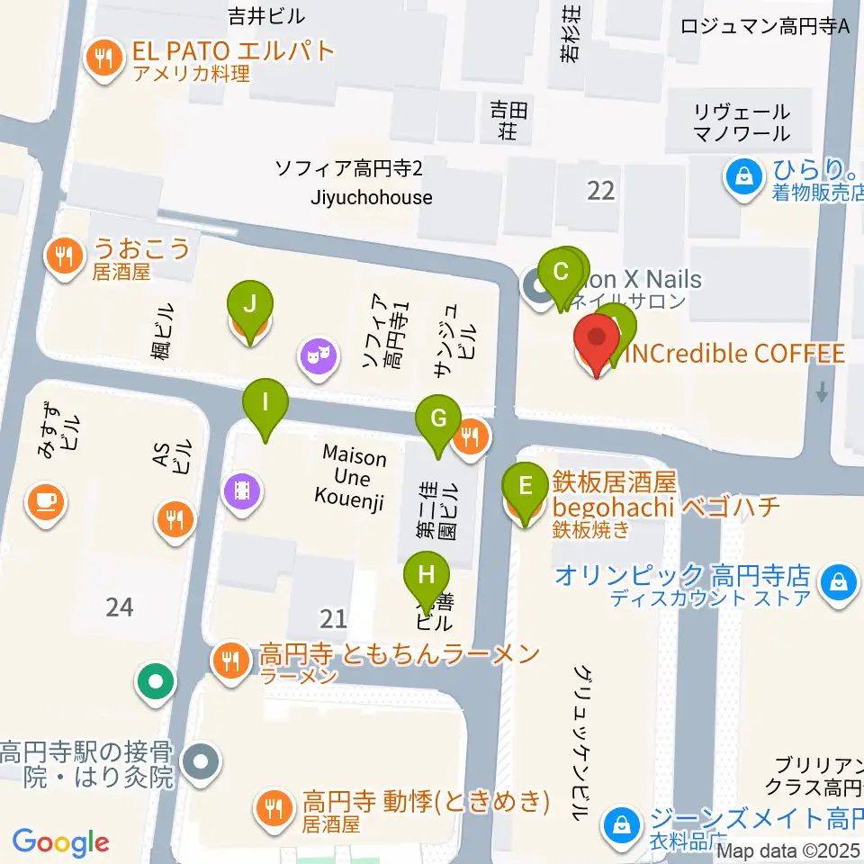 AVガレージ 中古楽器店周辺のファミレス・ファーストフード一覧地図