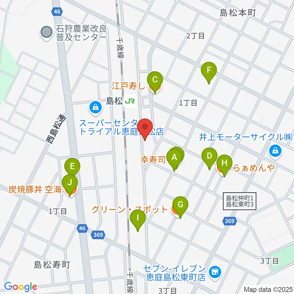 夢創館周辺のファミレス・ファーストフード一覧地図