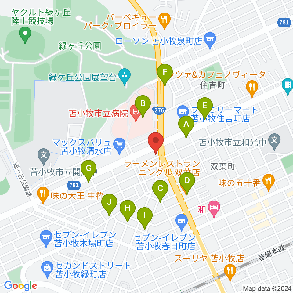 さいとう楽器 音楽館周辺のファミレス・ファーストフード一覧地図