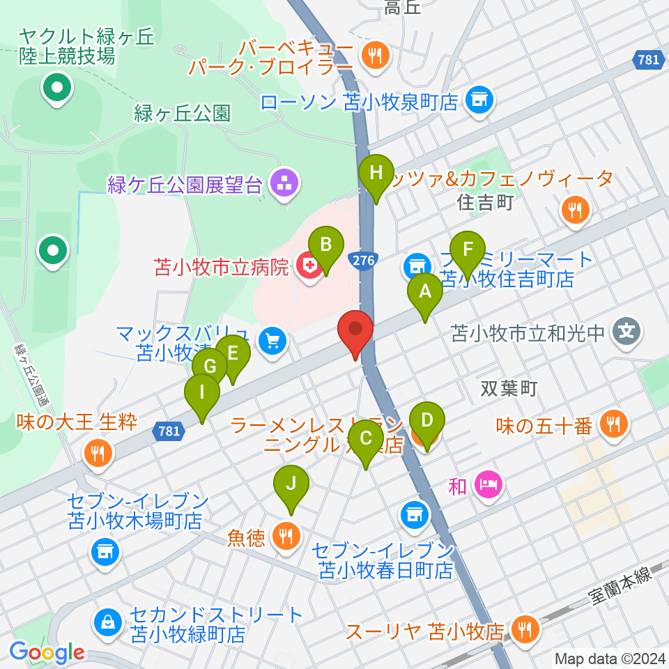 さいとう楽器 音楽館周辺のファミレス・ファーストフード一覧地図