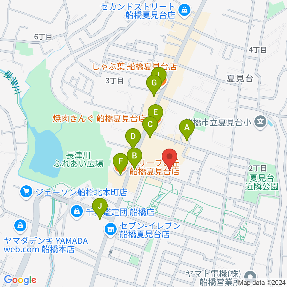 堀之内ピアノ調律事務所周辺のファミレス・ファーストフード一覧地図