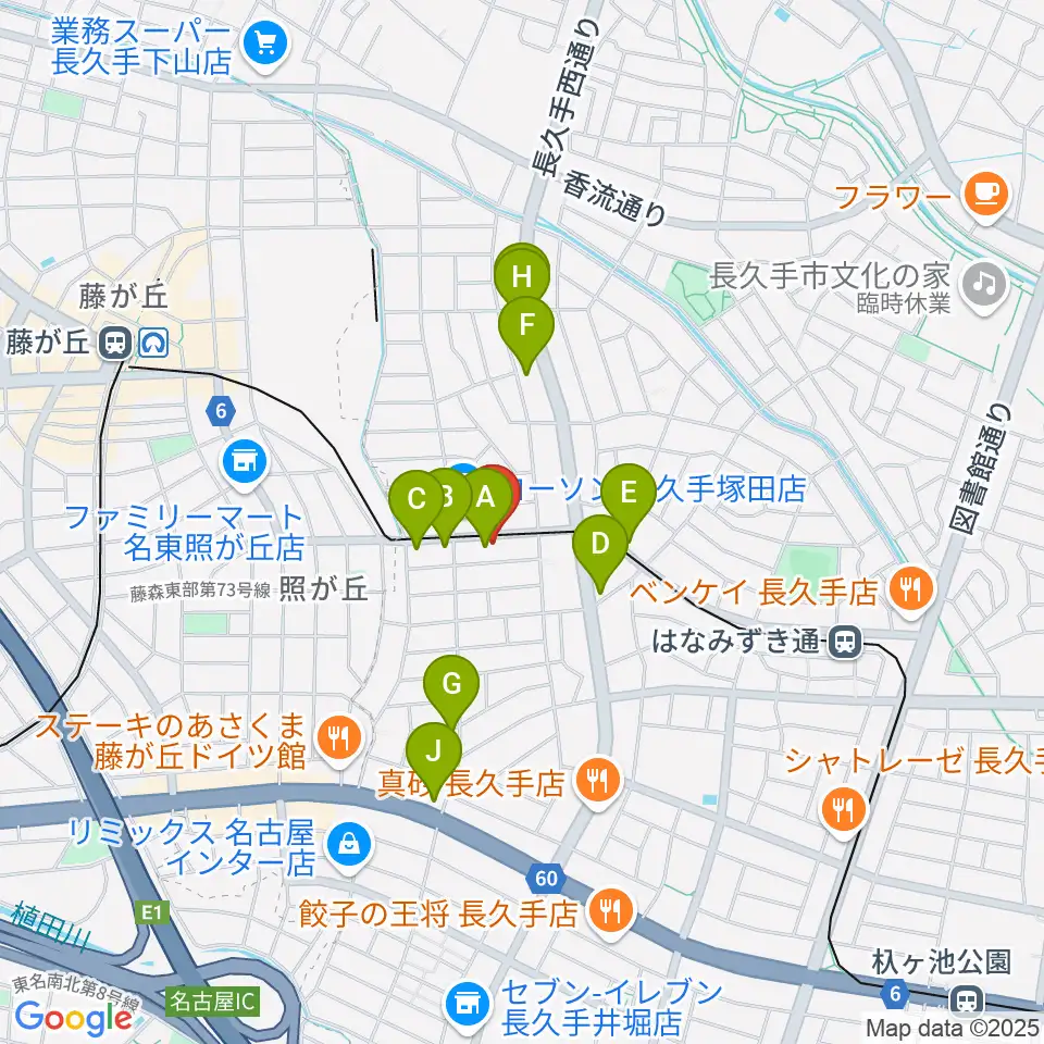 ウィークエンドスタジオ周辺のファミレス・ファーストフード一覧地図