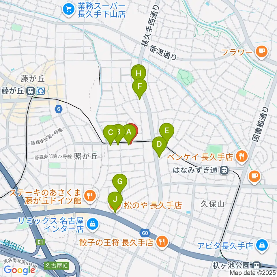ウィークエンドスタジオ周辺のファミレス・ファーストフード一覧地図