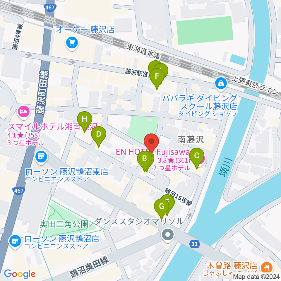 スタジオライトスタッフ周辺のファミレス・ファーストフード一覧地図