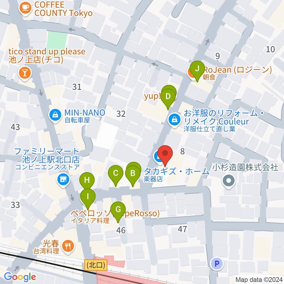 タカギズ・ホーム周辺のファミレス・ファーストフード一覧地図