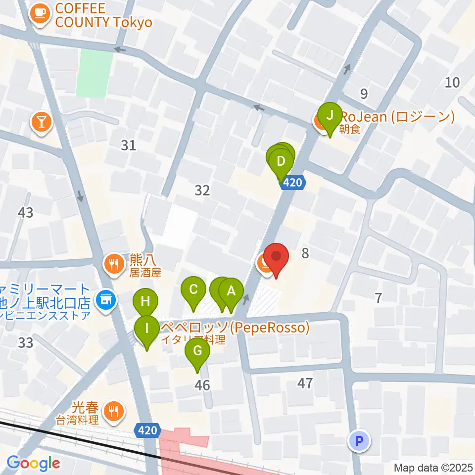 タカギズ・ホーム周辺のファミレス・ファーストフード一覧地図
