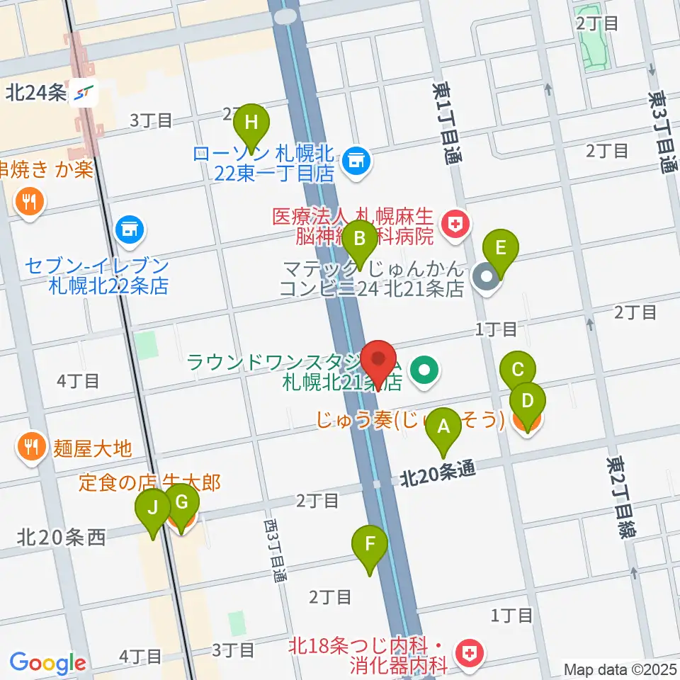 札幌スタジオミルク周辺のファミレス・ファーストフード一覧地図
