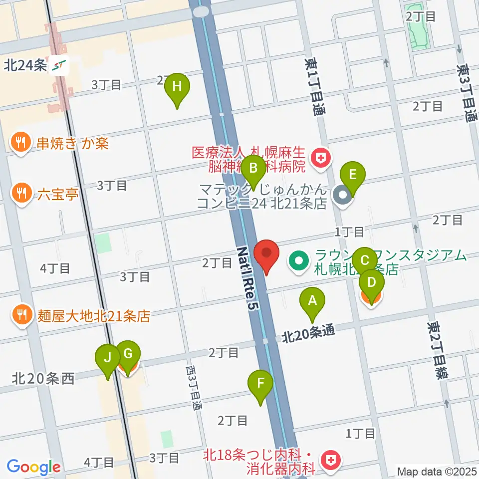 札幌スタジオミルク周辺のファミレス・ファーストフード一覧地図