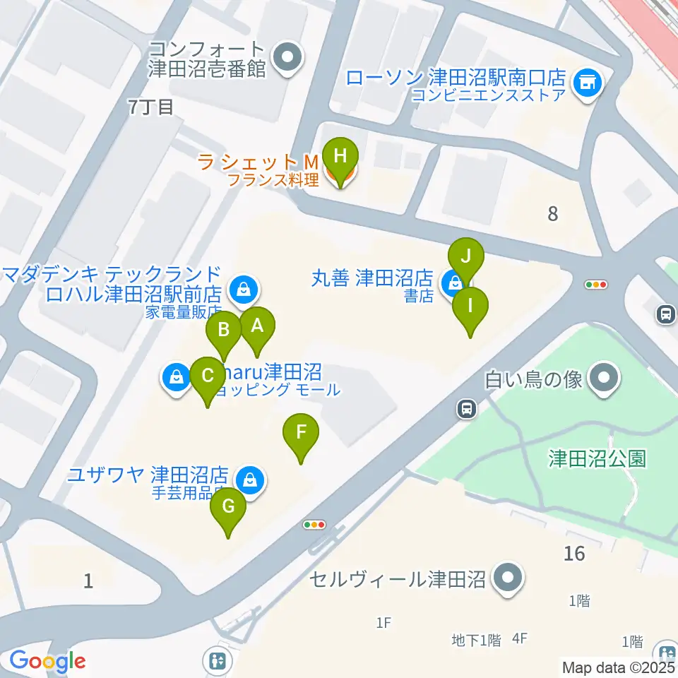 島村楽器 ロハル津田沼店周辺のファミレス・ファーストフード一覧地図