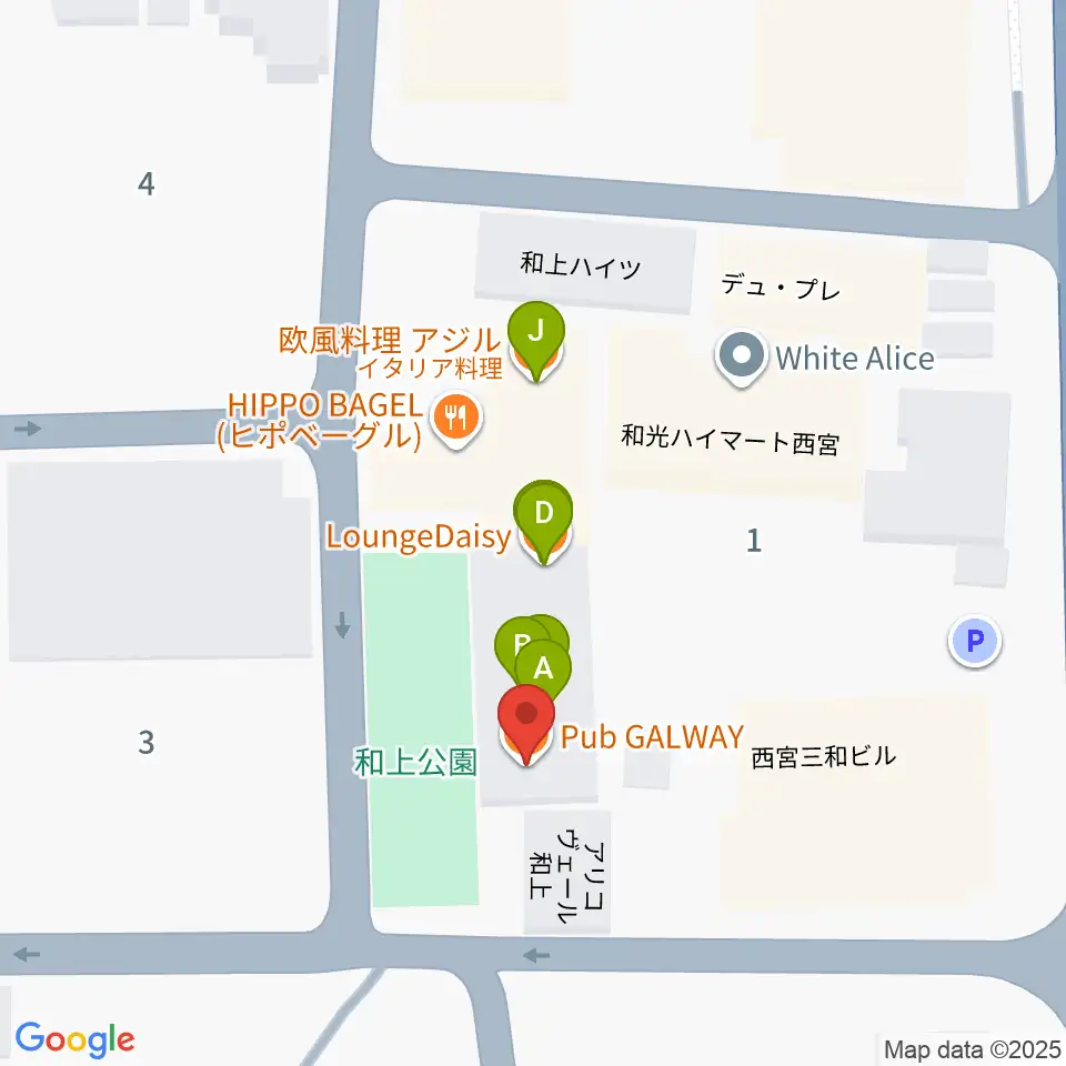 阪神西宮ゴールウェイ周辺のファミレス・ファーストフード一覧地図