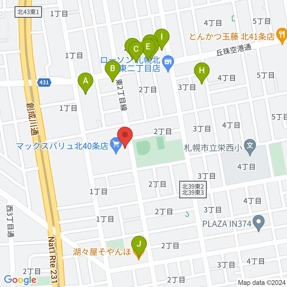 スタジオタイラー周辺のファミレス・ファーストフード一覧地図