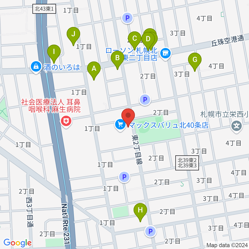 スタジオタイラー周辺のファミレス・ファーストフード一覧地図