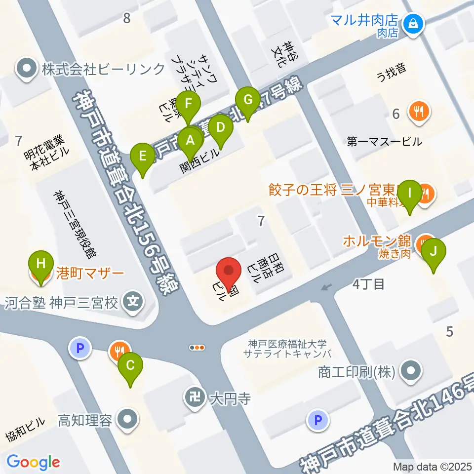 スタジオバップル周辺のファミレス・ファーストフード一覧地図