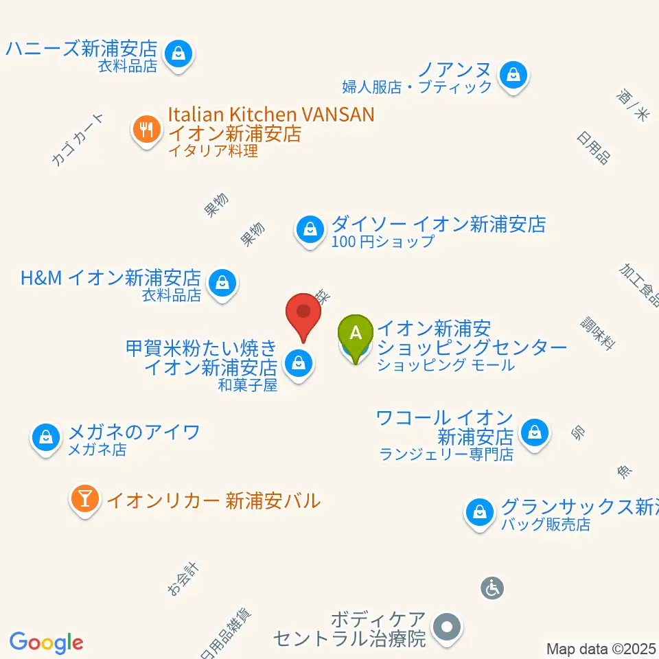 島村楽器 イオン新浦安店周辺のファミレス・ファーストフード一覧地図