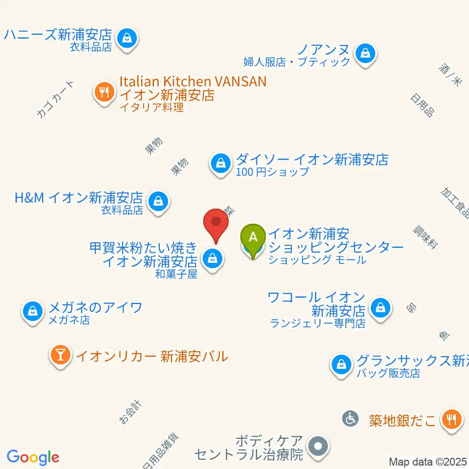 島村楽器 イオン新浦安店周辺のファミレス・ファーストフード一覧地図