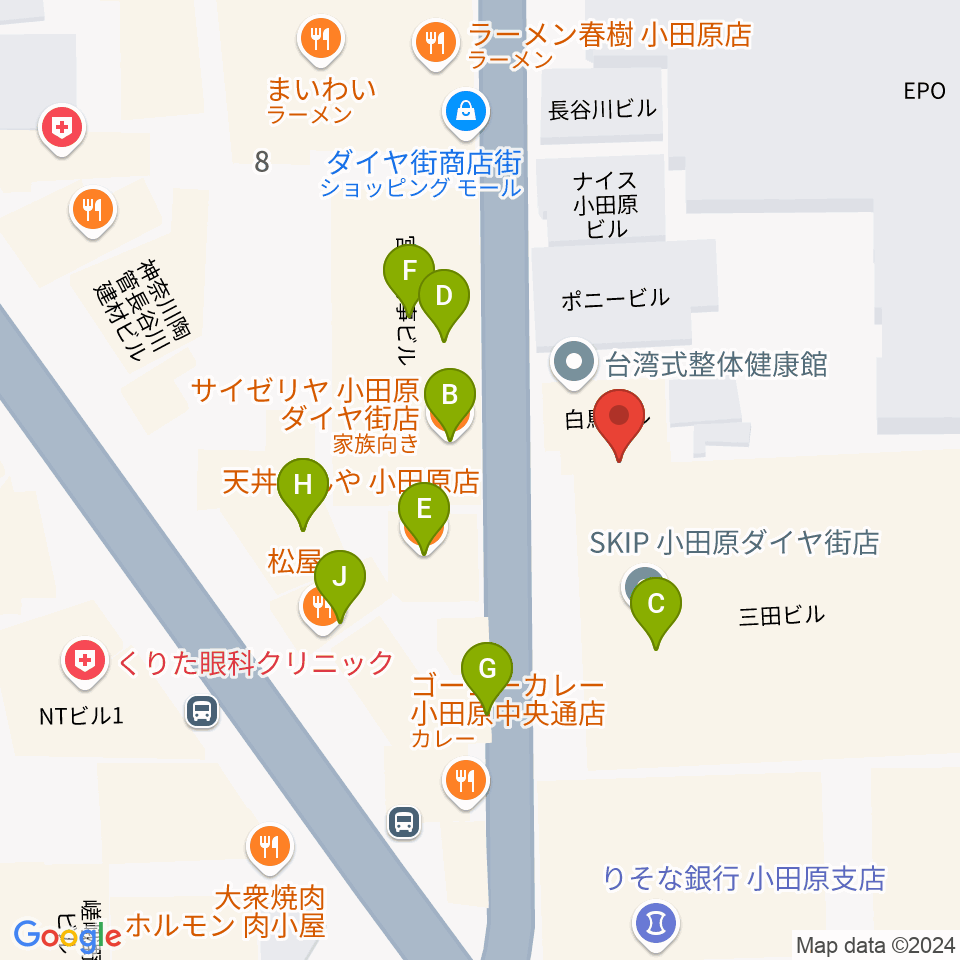 足柄屋STUDIO周辺のファミレス・ファーストフード一覧地図