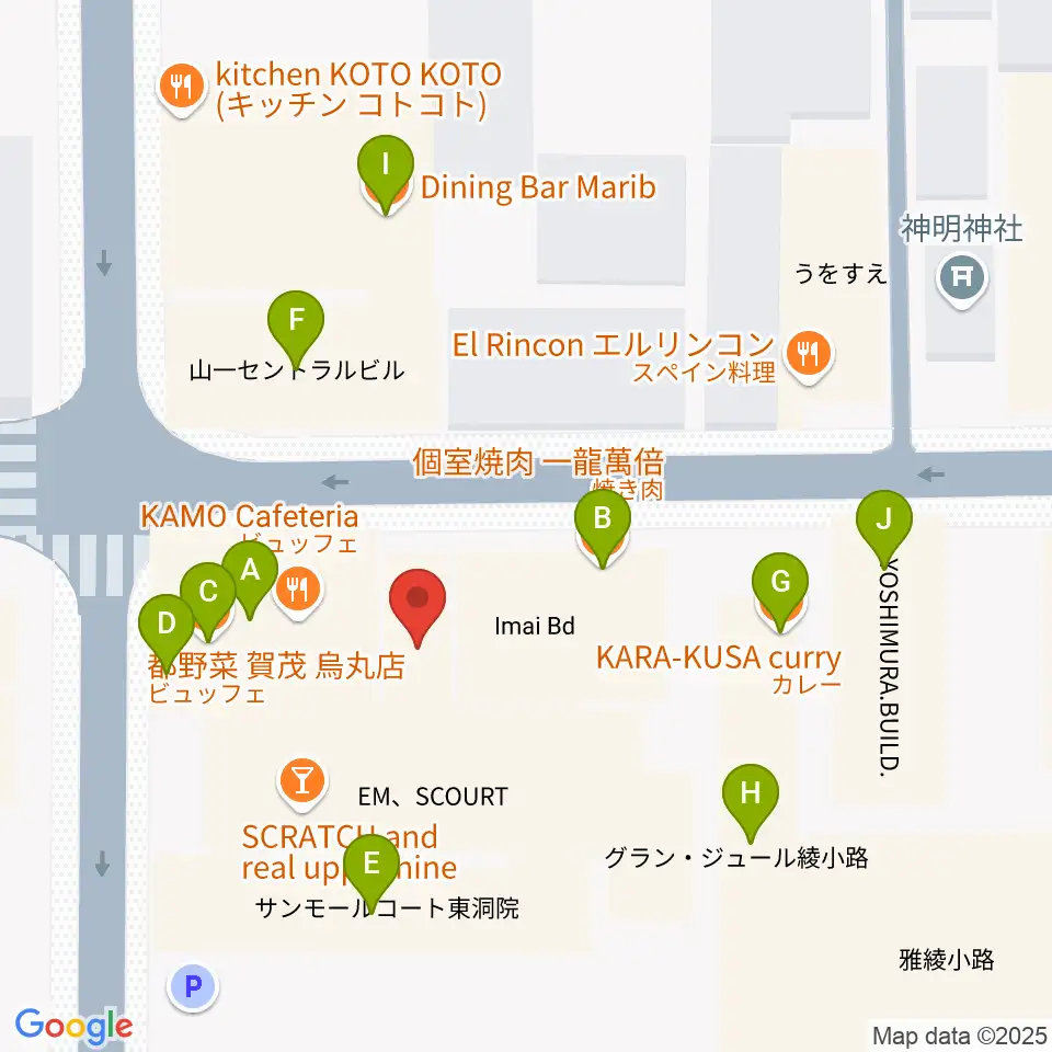 今井音楽スタジオ周辺のファミレス・ファーストフード一覧地図