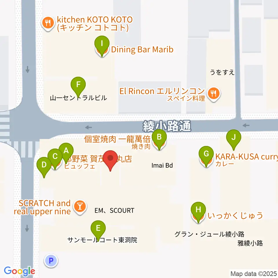 今井音楽スタジオ周辺のファミレス・ファーストフード一覧地図