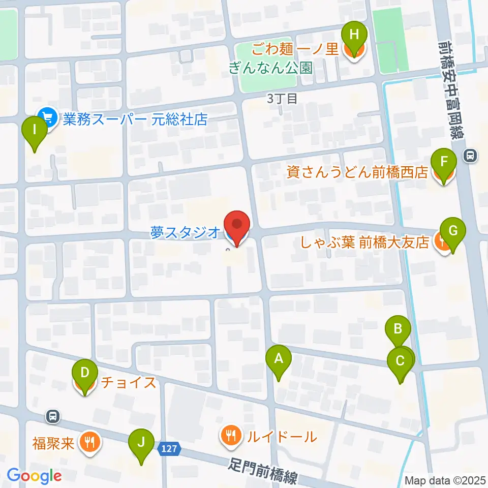 夢スタジオ周辺のファミレス・ファーストフード一覧地図