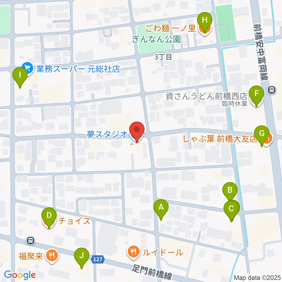 夢スタジオ周辺のファミレス・ファーストフード一覧地図