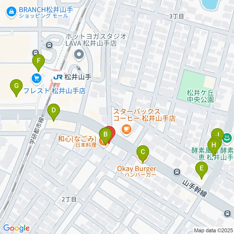 天理楽器 京田辺店周辺のファミレス・ファーストフード一覧地図